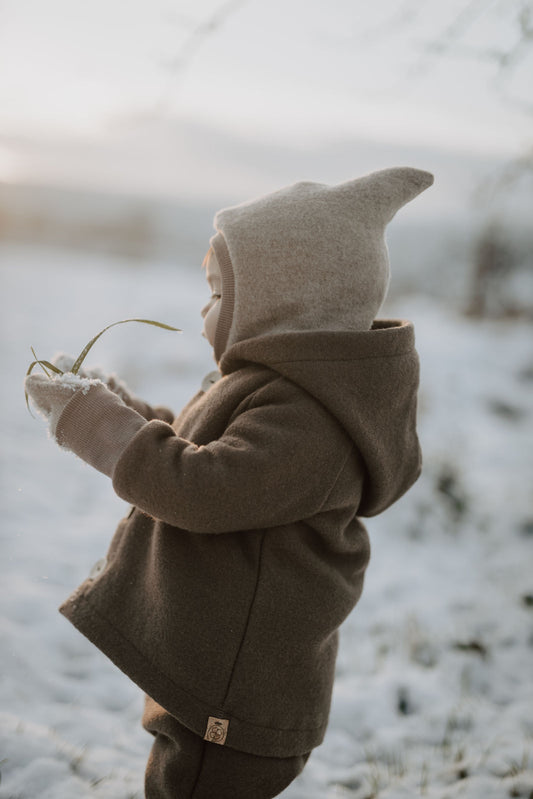 „Glücks-Schlupfhaube“ aus Merino-Wollfleece - Tausendglück