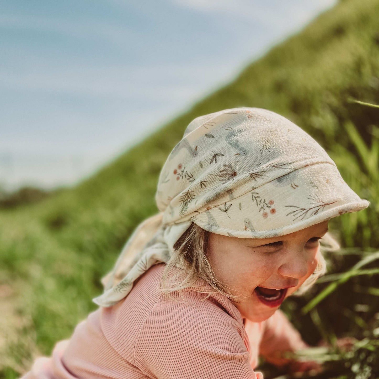 „Sommerglück“ | Sonnenhut Baby zum Binden aus Wolle/Seide