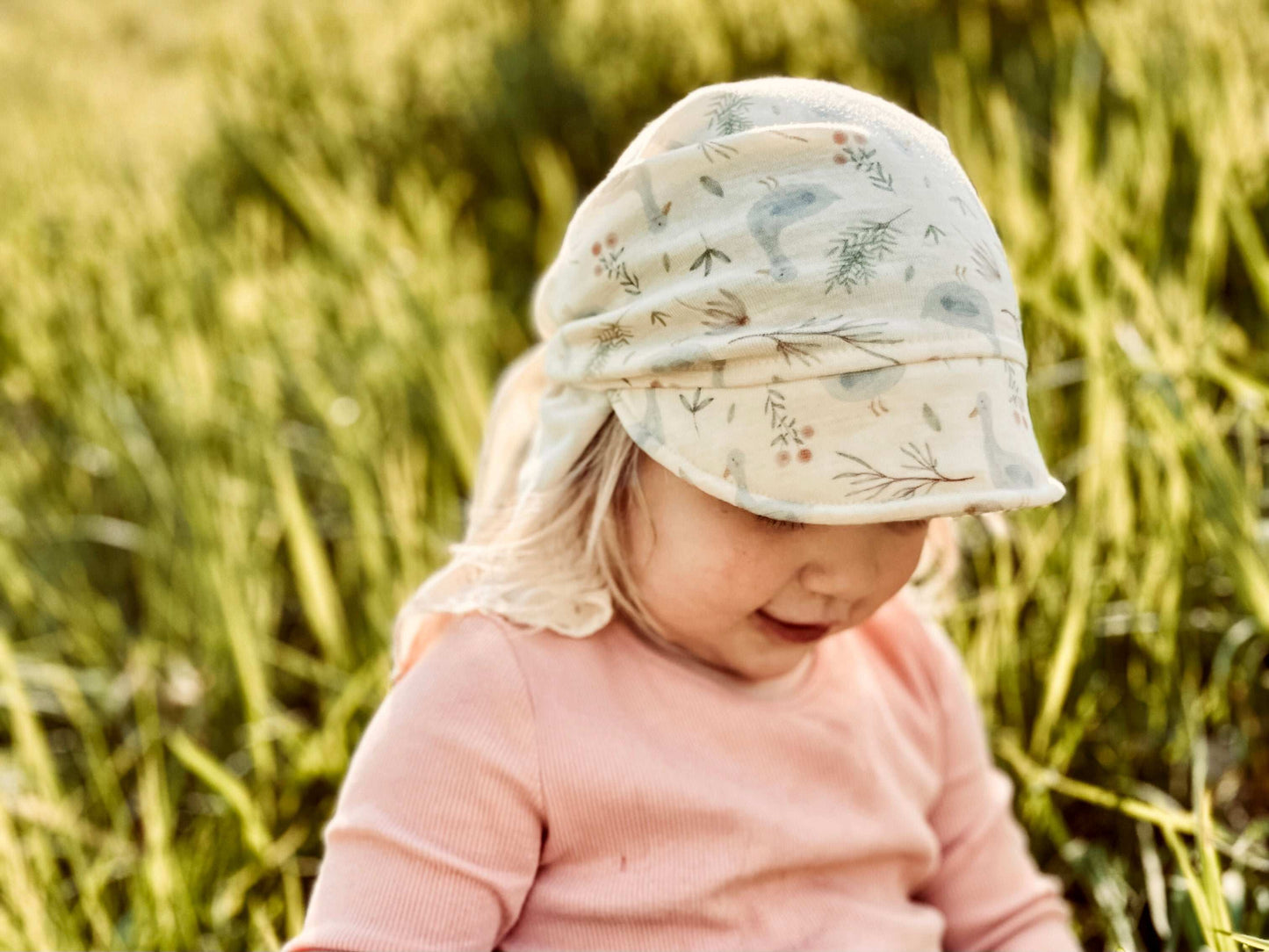 „Sommerglück“ | Sonnenhut Baby zum Binden aus Wolle/Seide