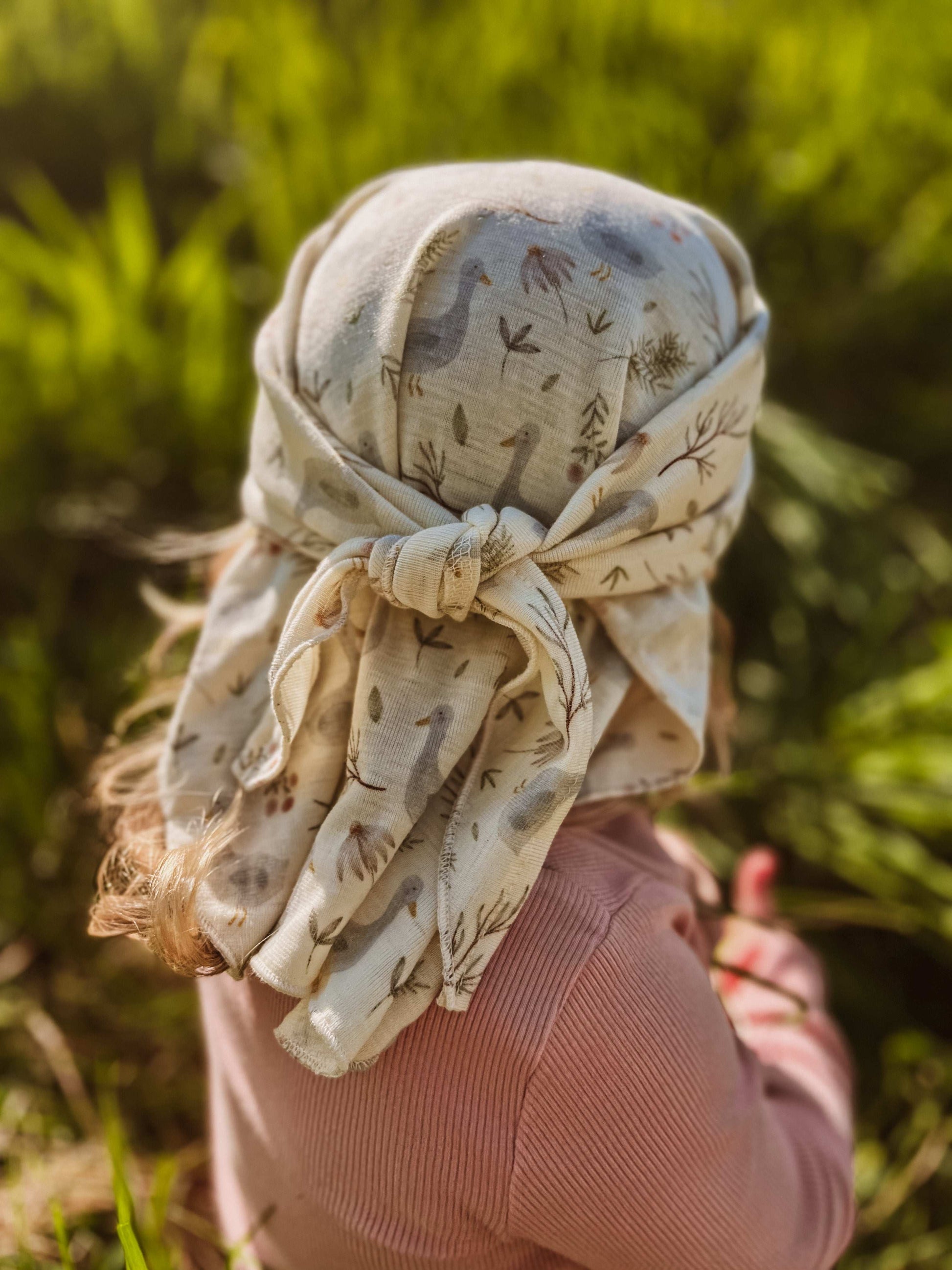 „Sommerglück“ | Sonnenhut Baby zum Binden aus Wolle/Seide
