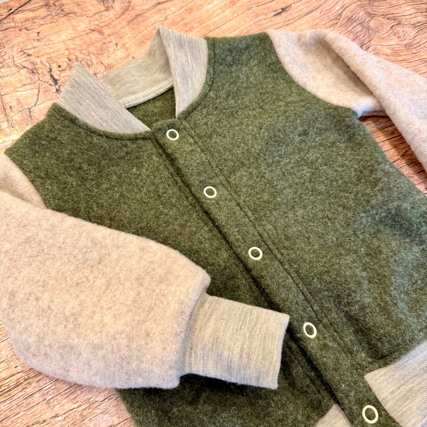 Glücksgriff - „College-Jacke“ aus Merino-kuschel Wollwalk - 92/98
